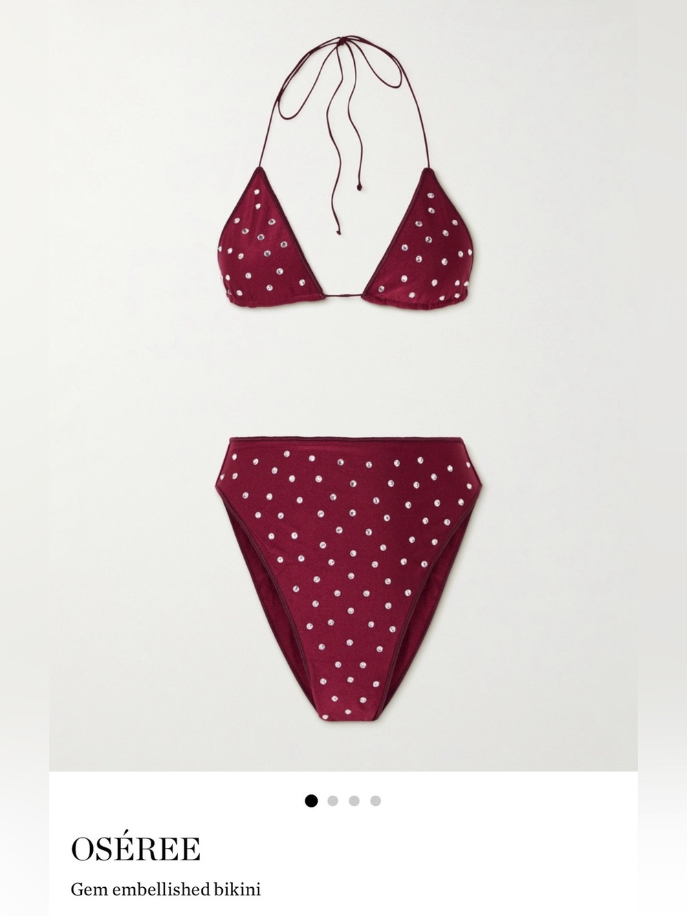 Oséree Gem-Embellished Burgundy Bikini Set - NWT